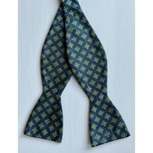 BEN SHERMAN Men's Silk Blend Bow Tie Adjustable Navy Blue/Green‎ Floral - EUC